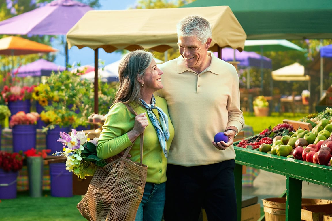 Couple at farmers market