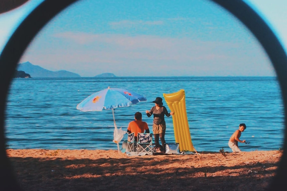 family on the beach