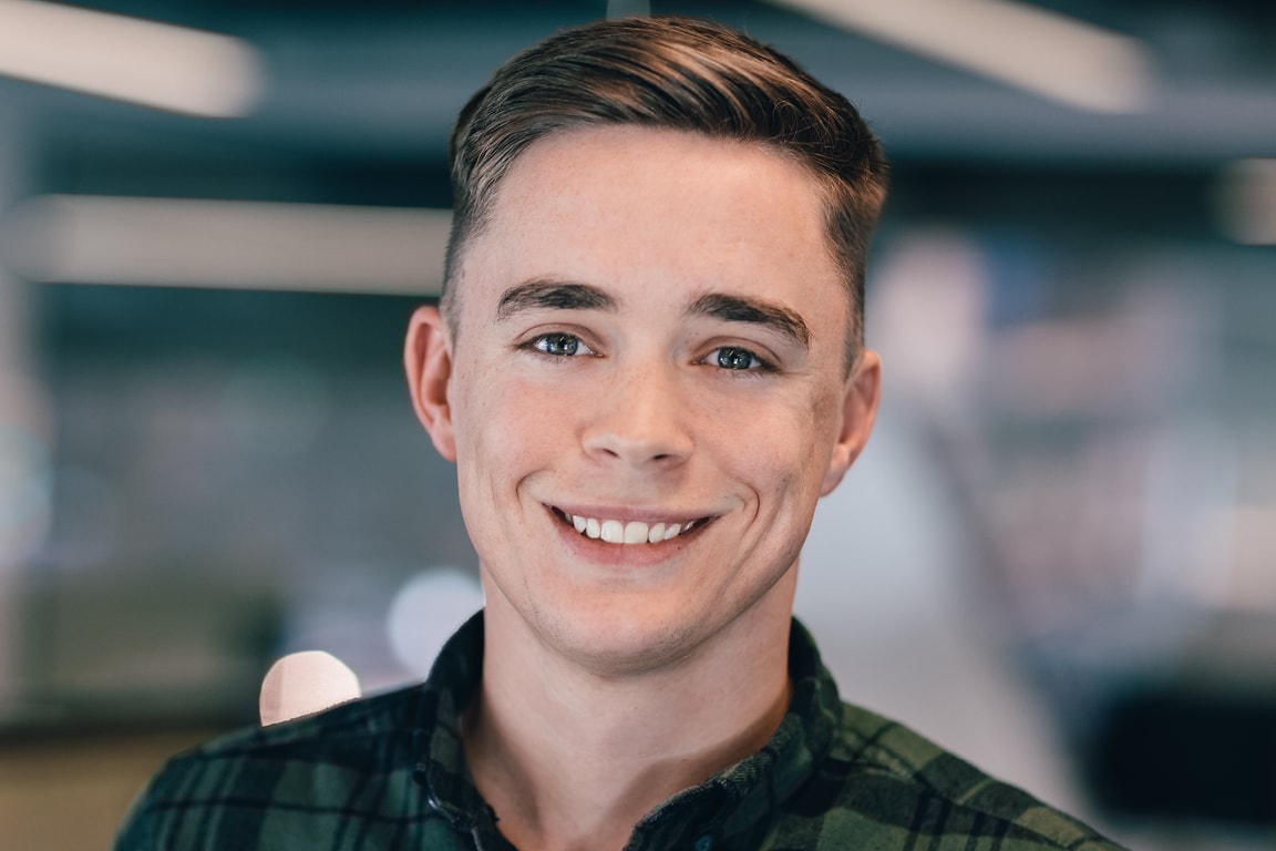 Young male smiling