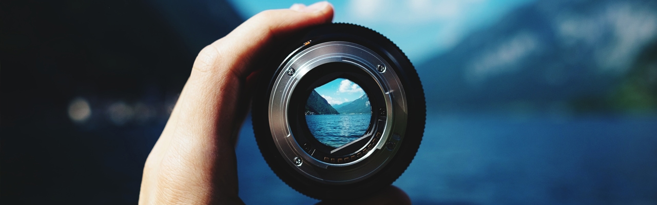 looking through camera lense