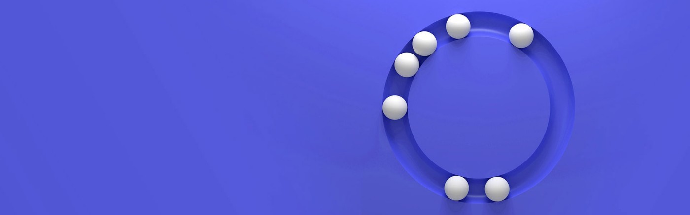 Blue background with white balls 