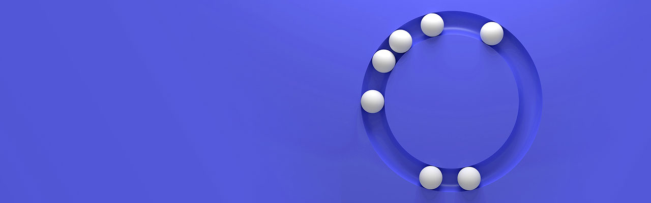 Blue background with white balls 