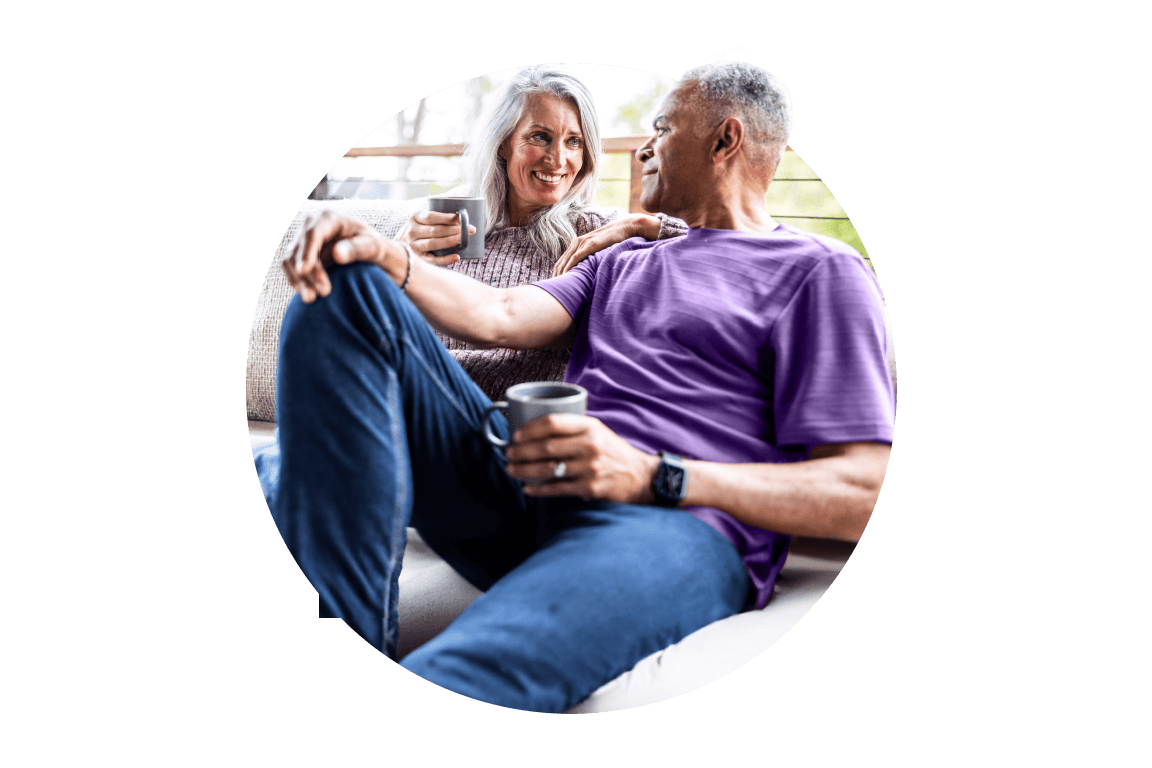 A couple drinking coffee