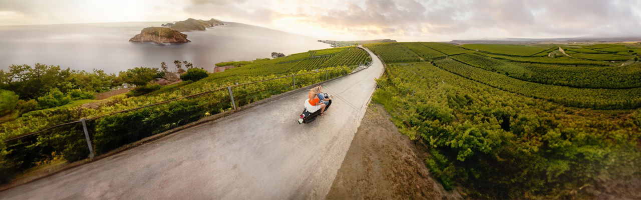 Riding motorcycle