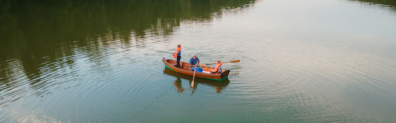 Two people on a boat