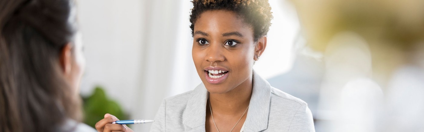 Woman financial professional speaking