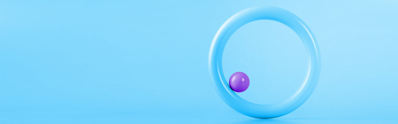 purple sphere inside blue circle