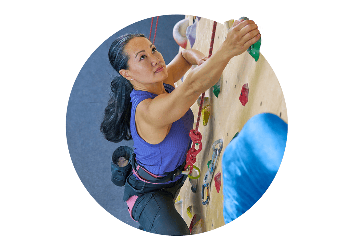Woman rock climbing