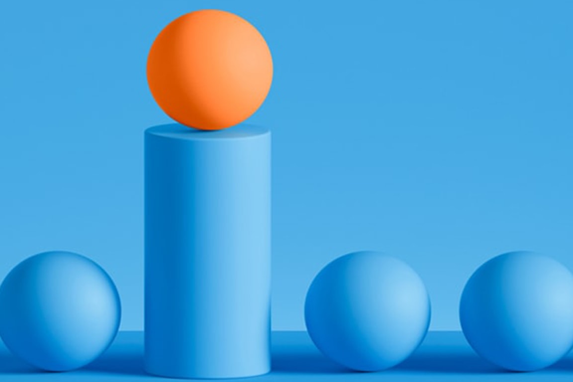 spheres and cylinder on display