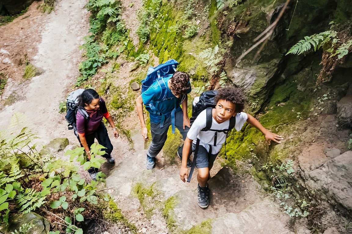 Kids hiking