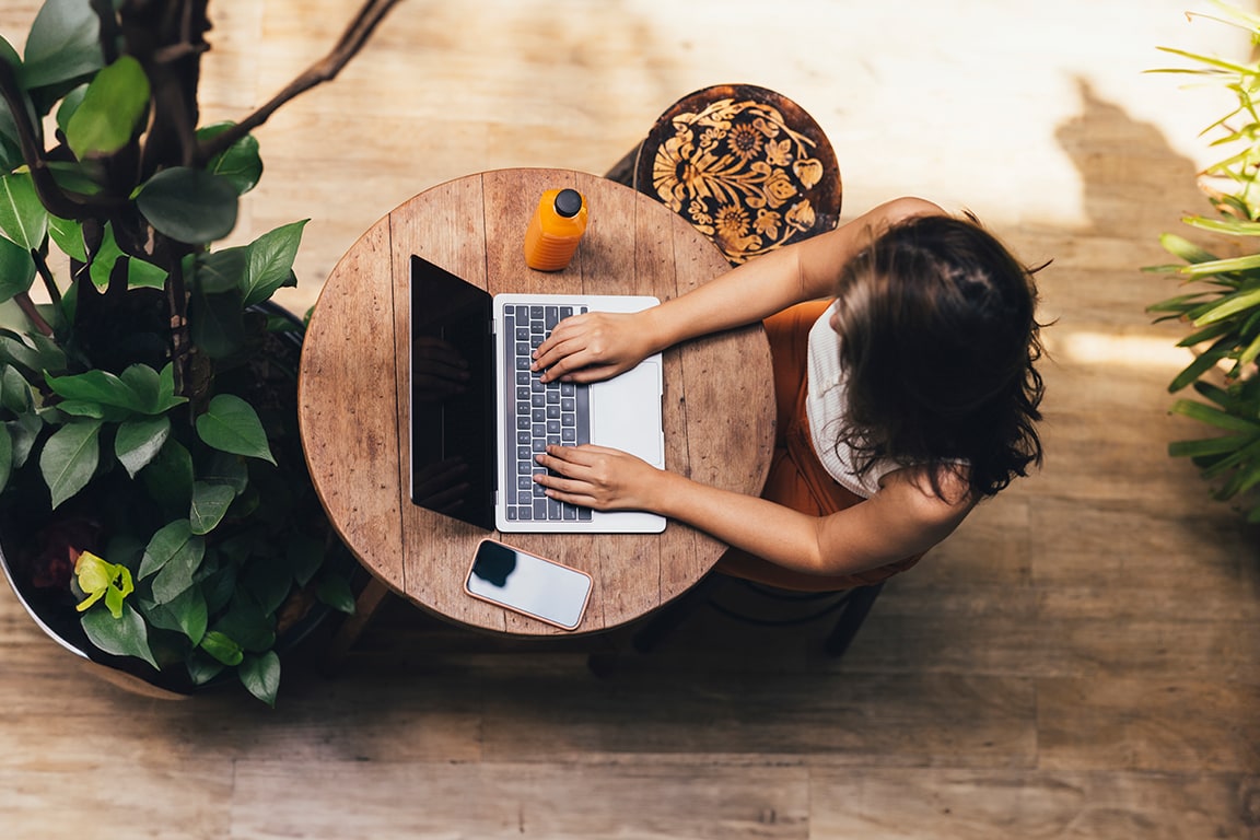 Women working on her laptop