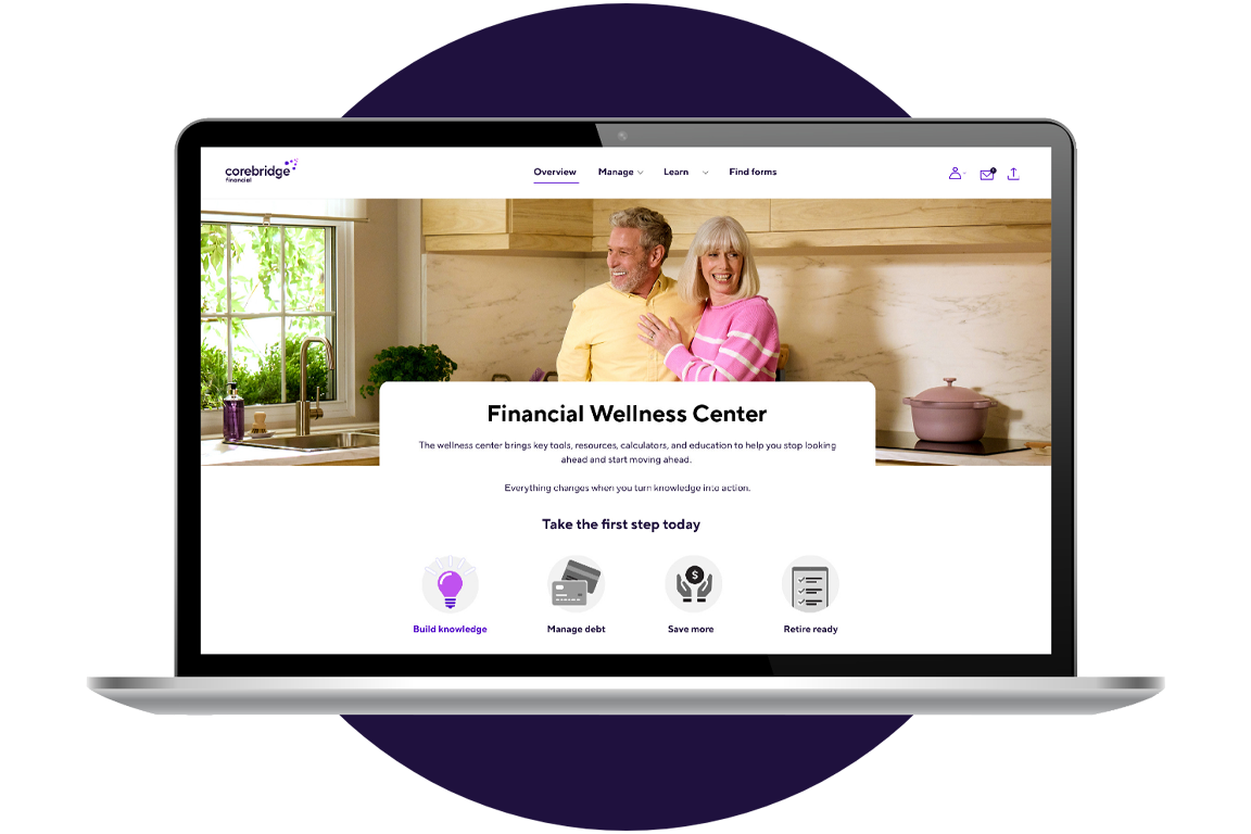 Laptop with Financial wellness center homepage