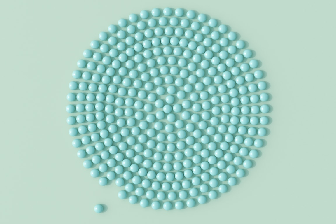 Group teal Balls forming a circle