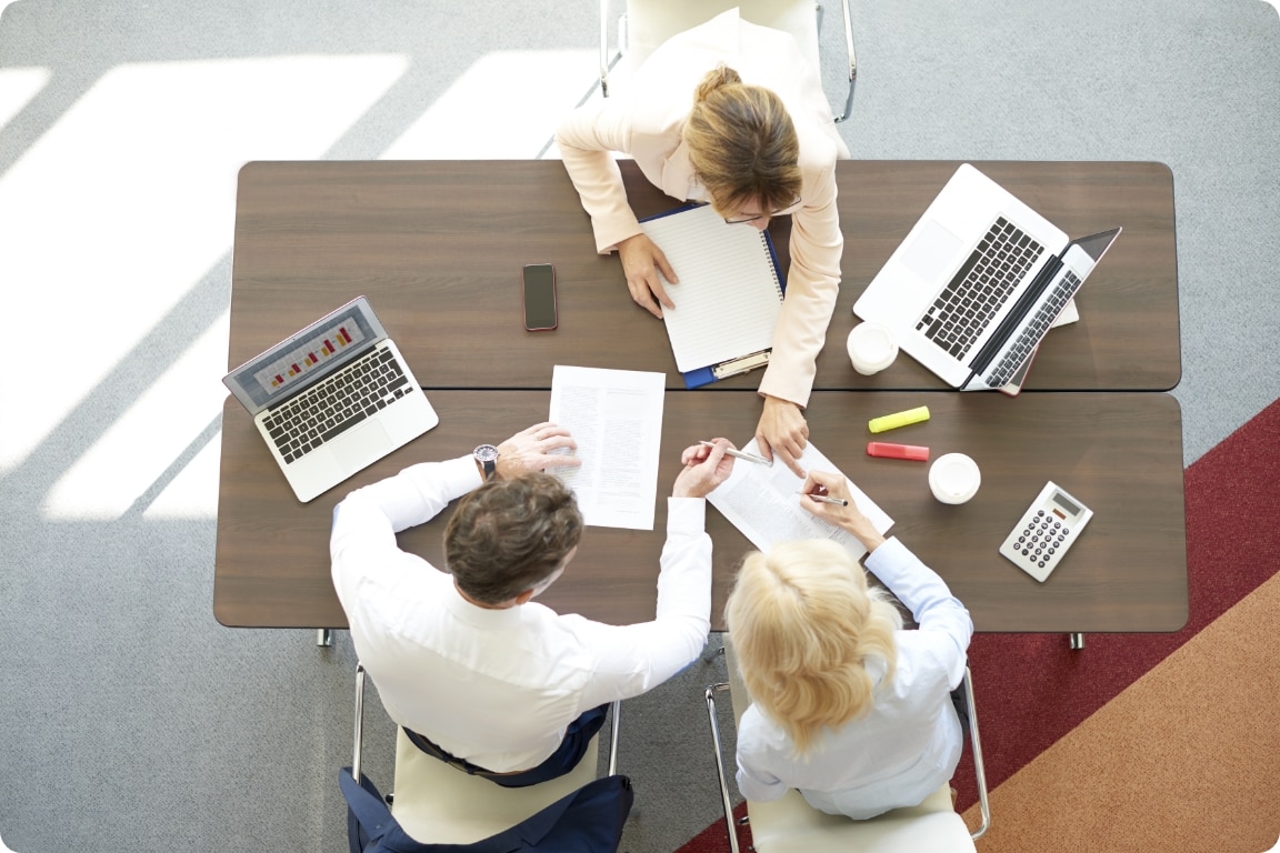 Working at a table
