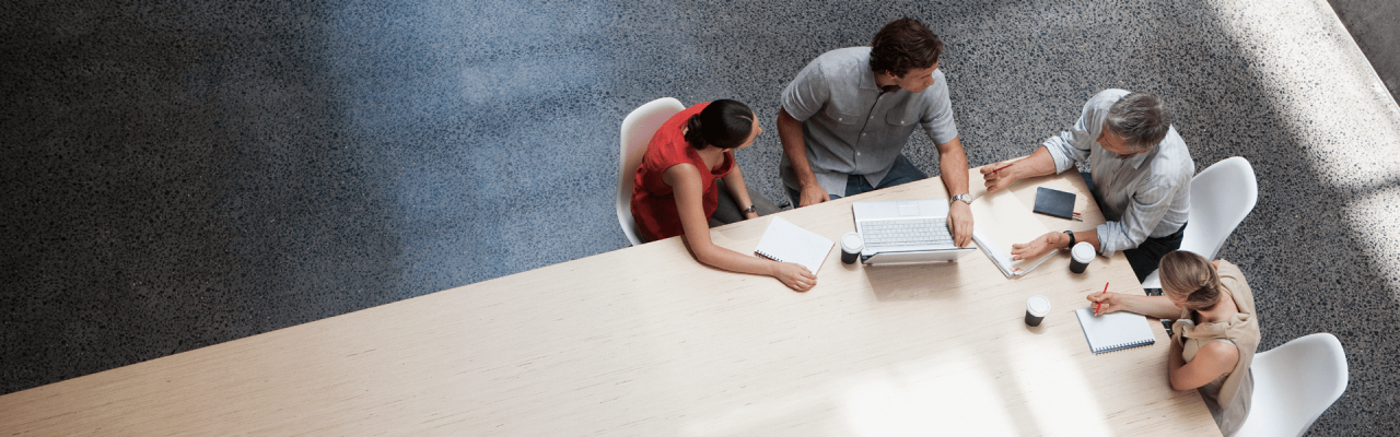 group having a discussion at table