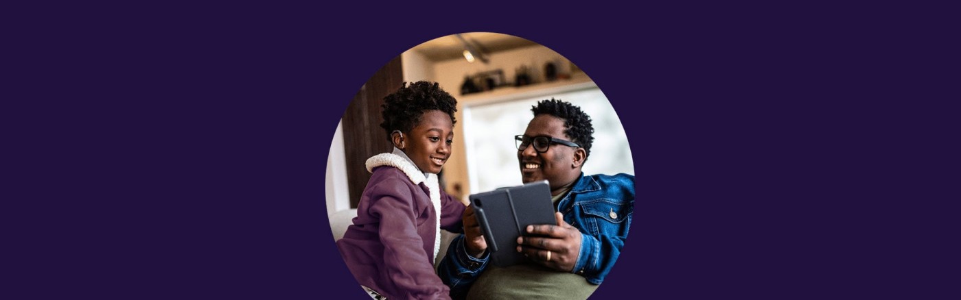 A father and child talking