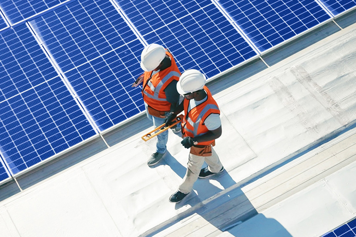 Two business people having a meeting