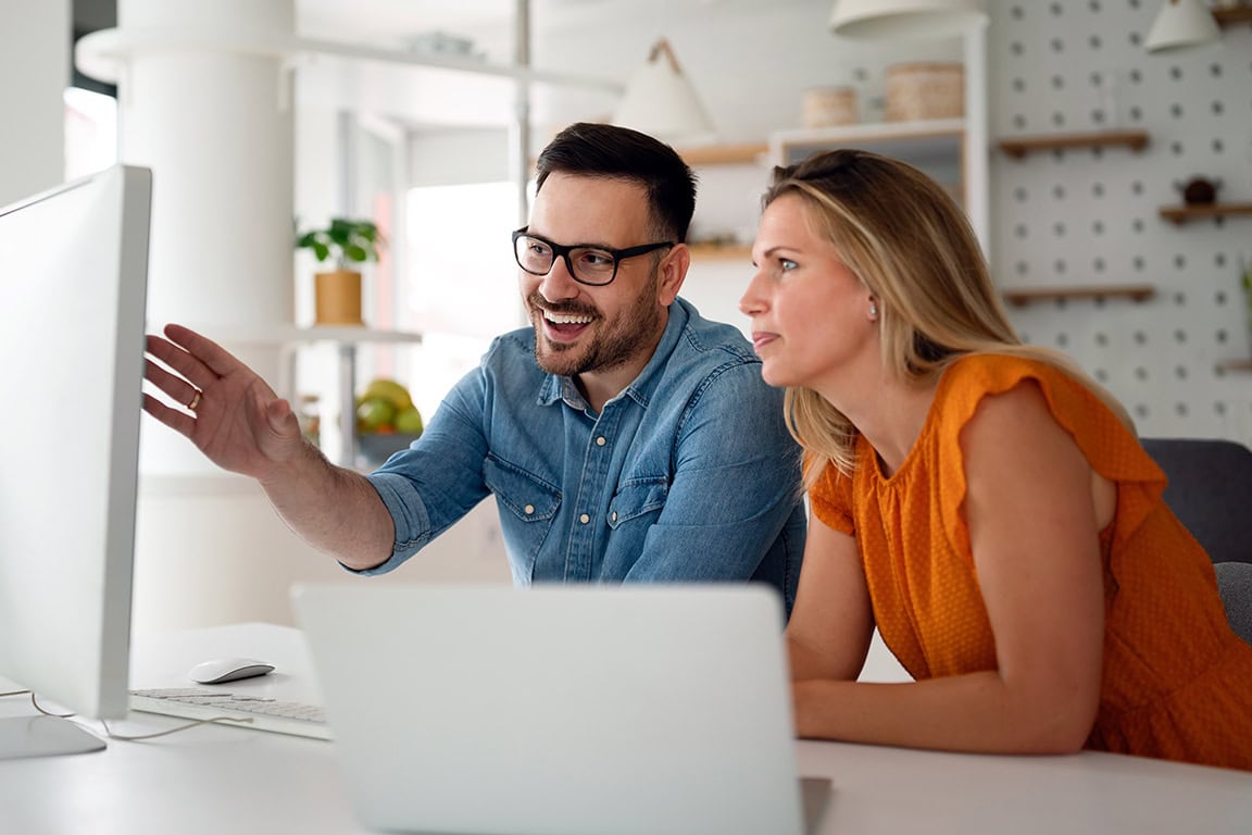 Two business people having a meeting