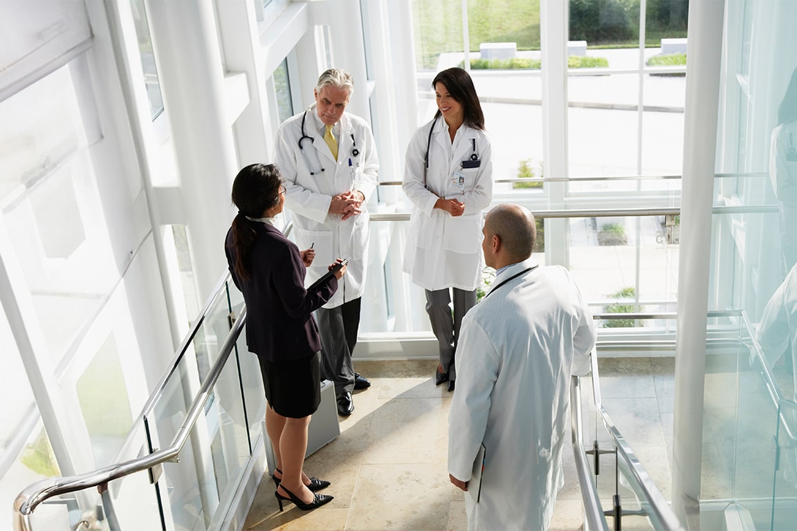 doctors talking in a hospital