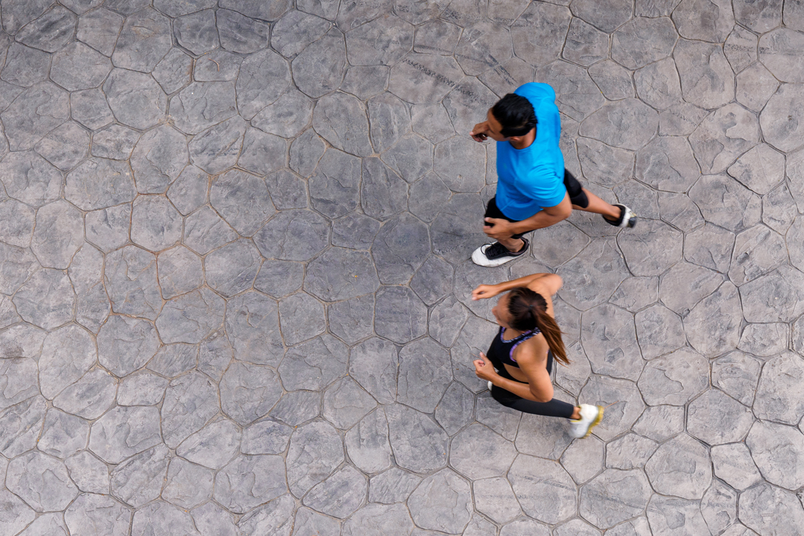 couple running on the street