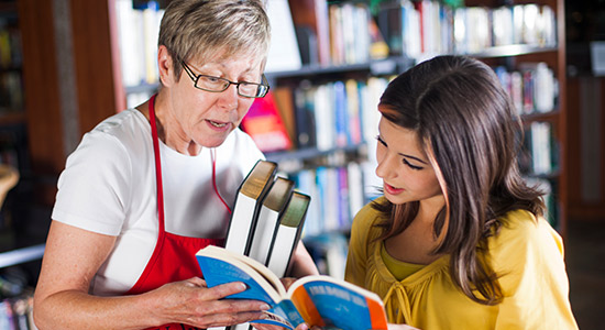 woman holding books