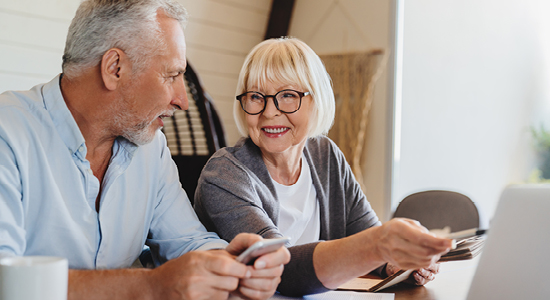 couple smiling while talking