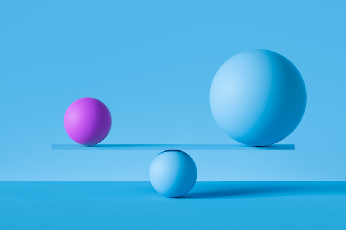 blue background with three-dimensional spheres