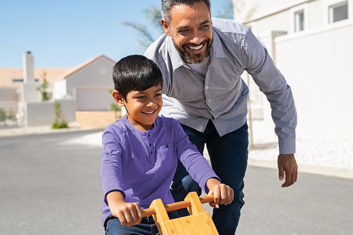 Father and son outdoors