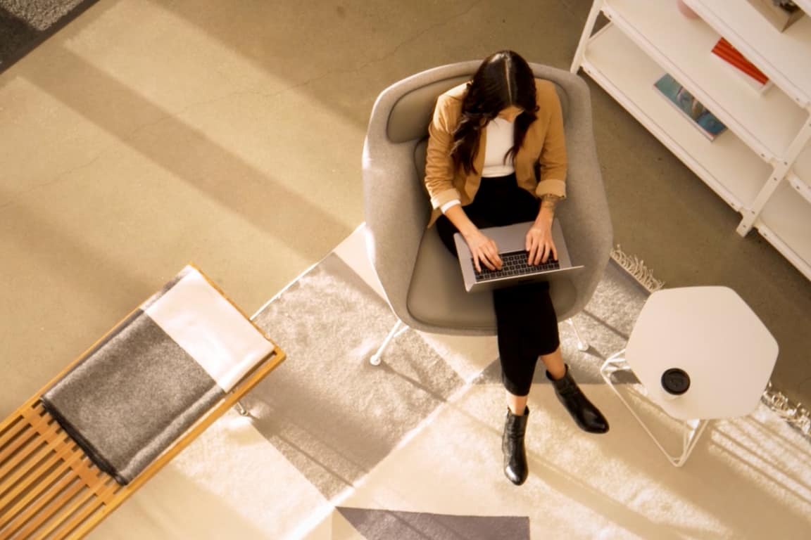 woman working with her laptop in the office